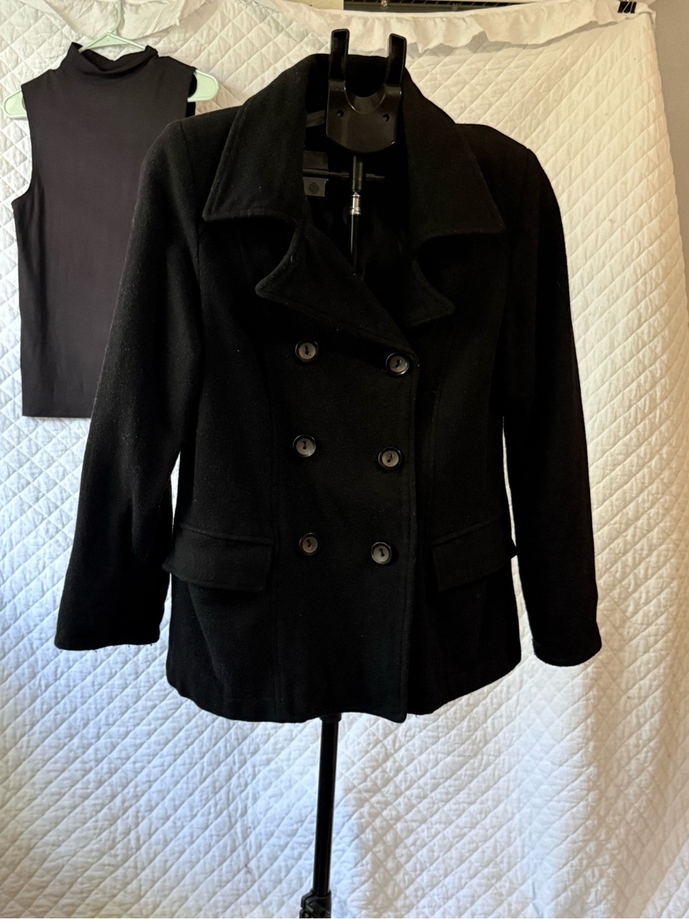 Old Navy Black Double-Breasted Peacoat